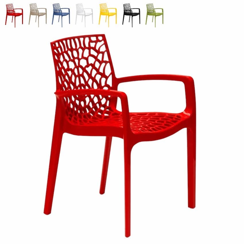 Chaise en Polypropylène avec Accoudoir Fauteuil Design pour Jardin  Gruvyer Arm