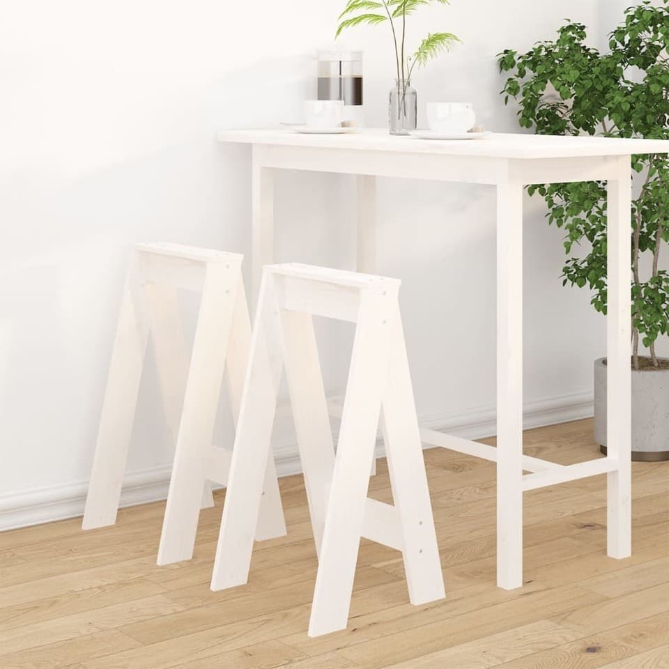 2x Tabourets Blanc 40x40x75 cm Bois Massif de Pin Chaises Bar Cuisine vidaXL