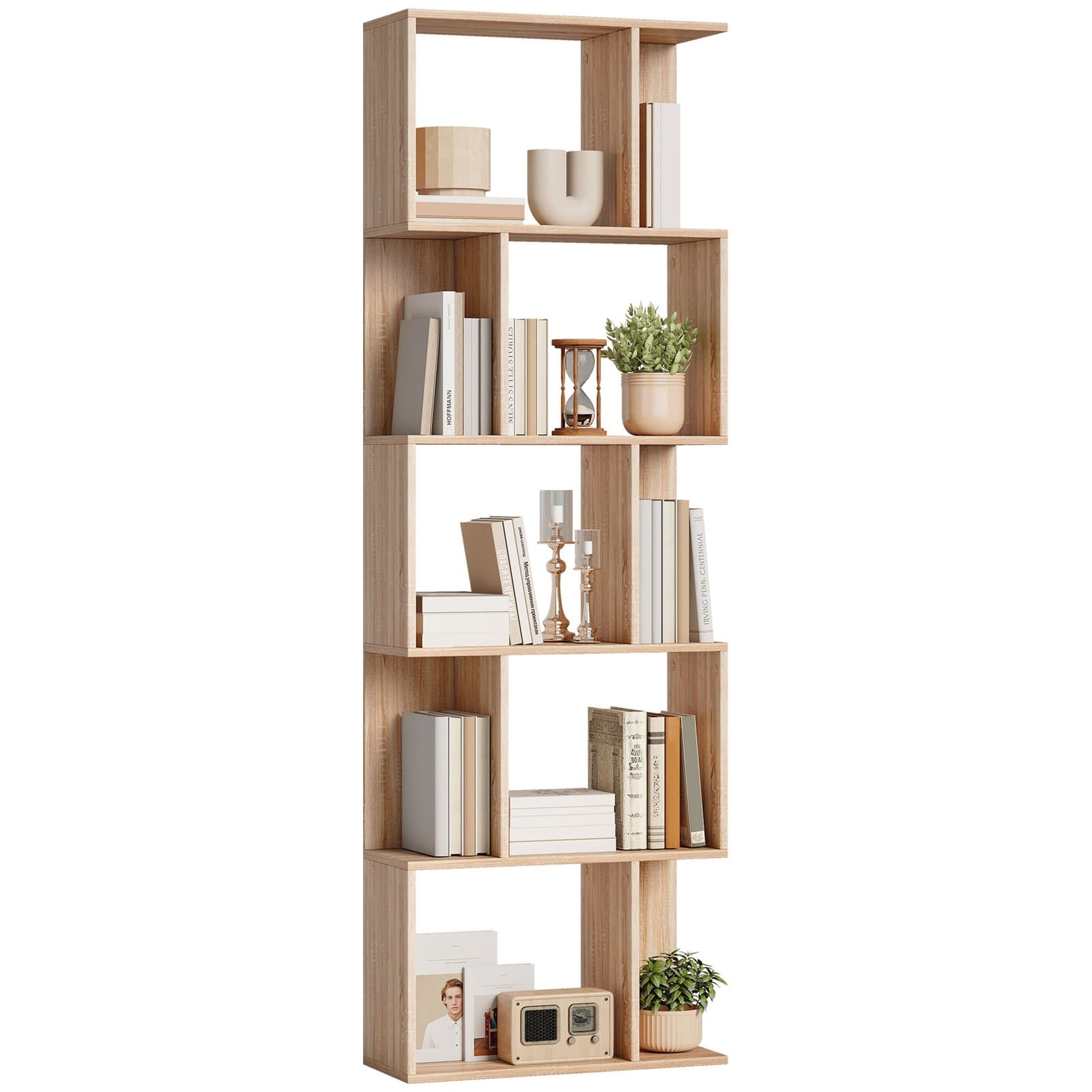 HOMCOM Bibliothèque 60x24x184.5cm Bois naturel