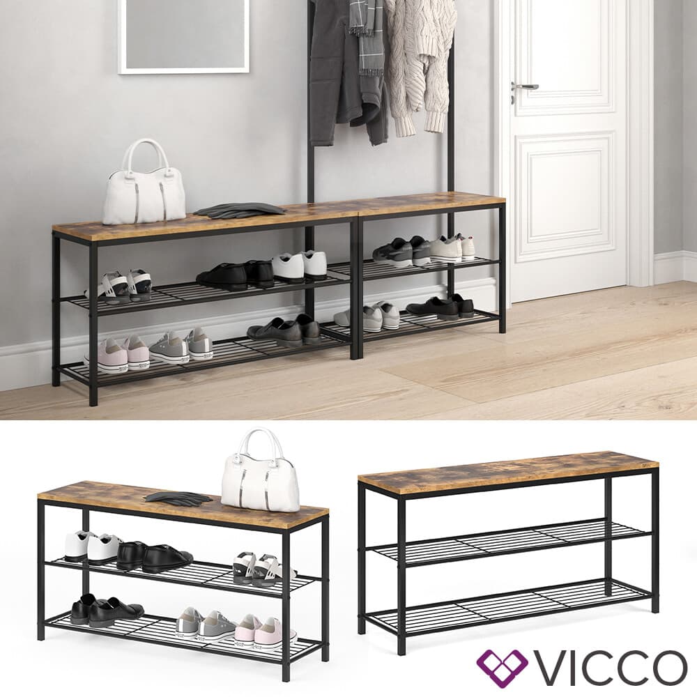 Banc à chaussures VICCO FYRK, étagère à chaussures, meuble à chaussures, assise,