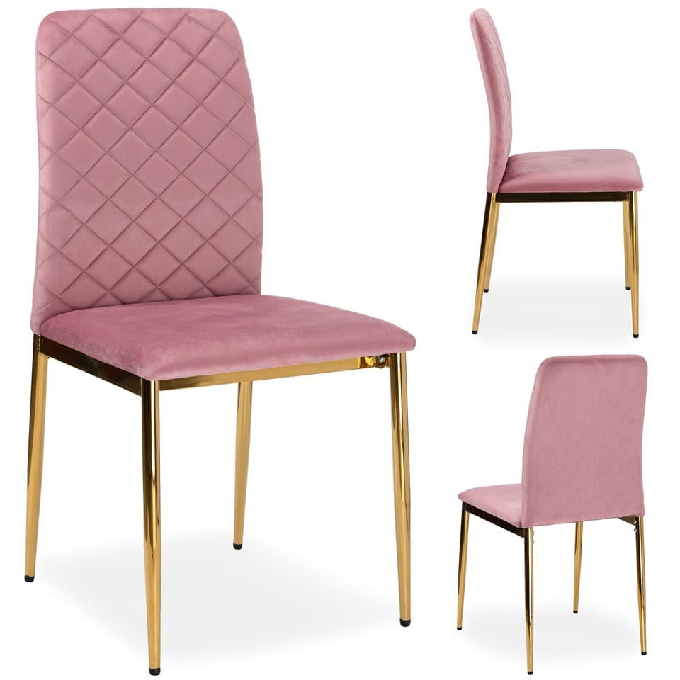 Fauteuil MAVERIK en velours rose doré recouvert de velours