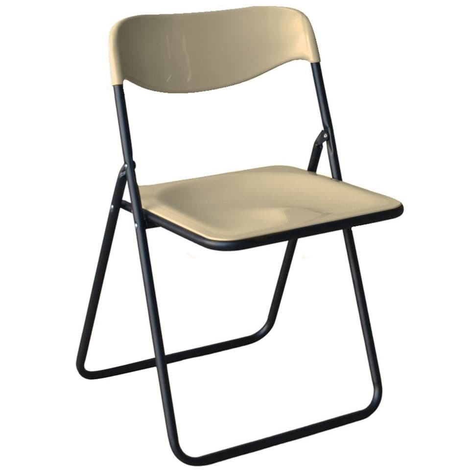 Chaise Poker Beige Métal En Acier Et Plastique Pliable Gain De Place