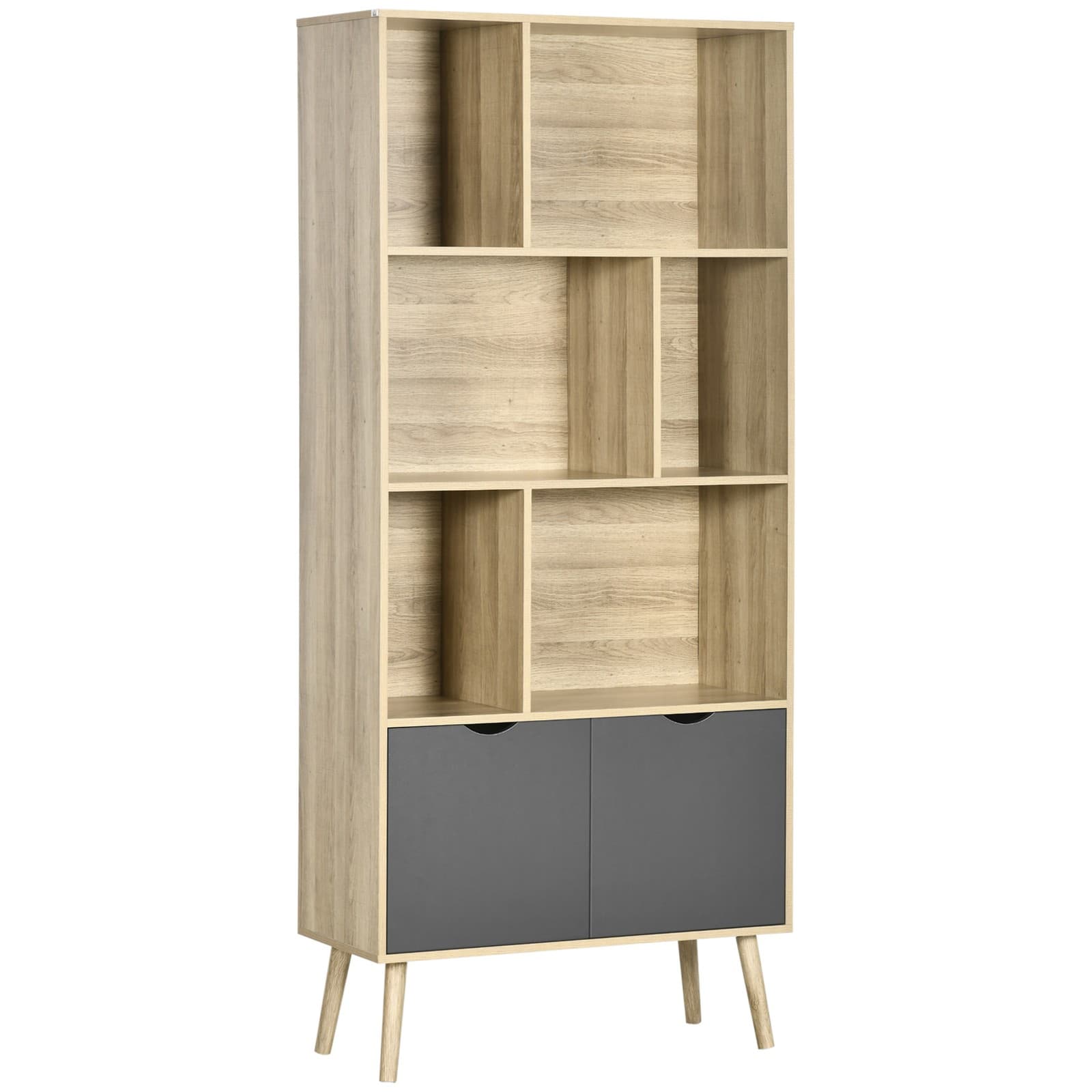 HOMCOM Bibliothèque 80x35x180cm Bois naturel