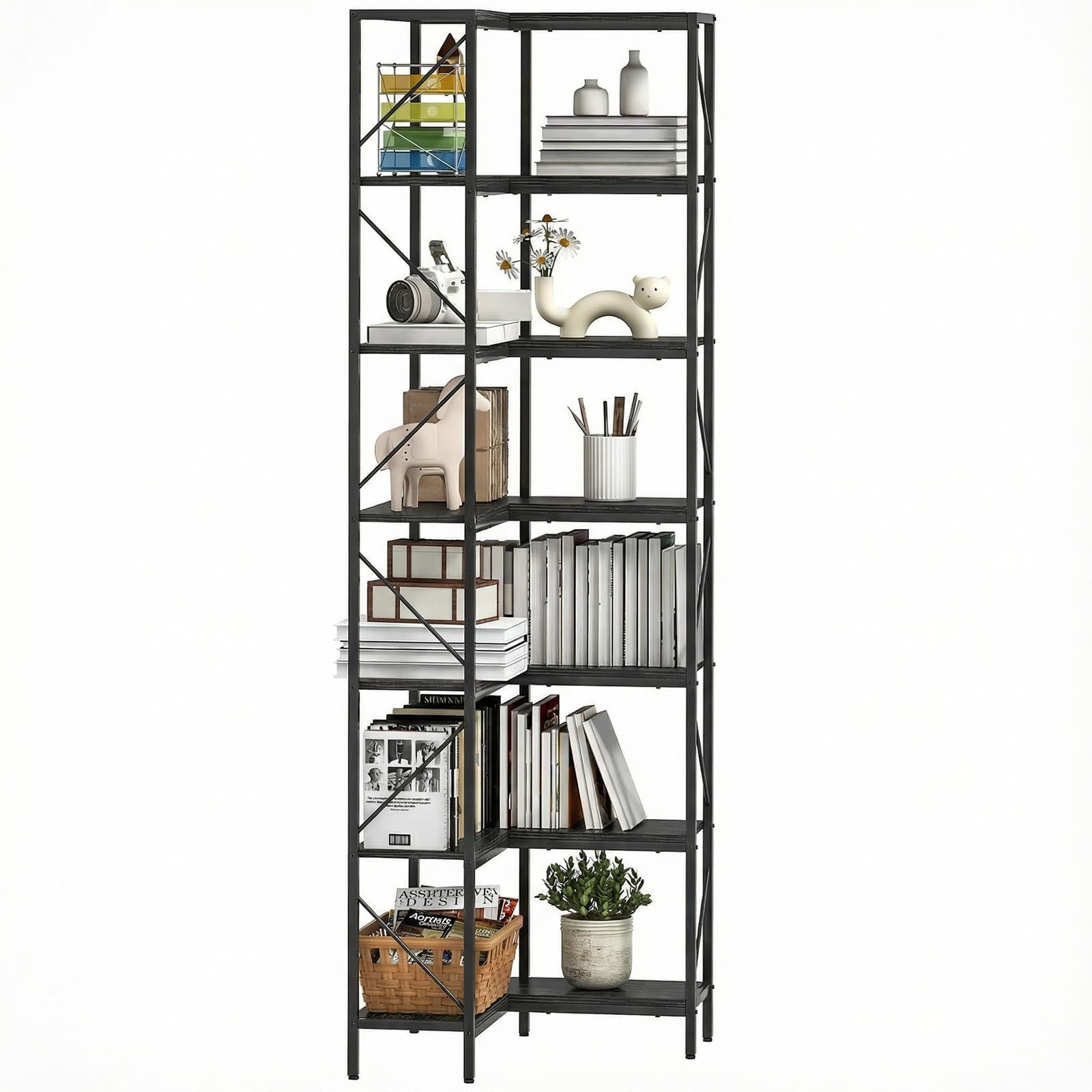 HOMCOM Bibliothèque 60x60x198cm Noir