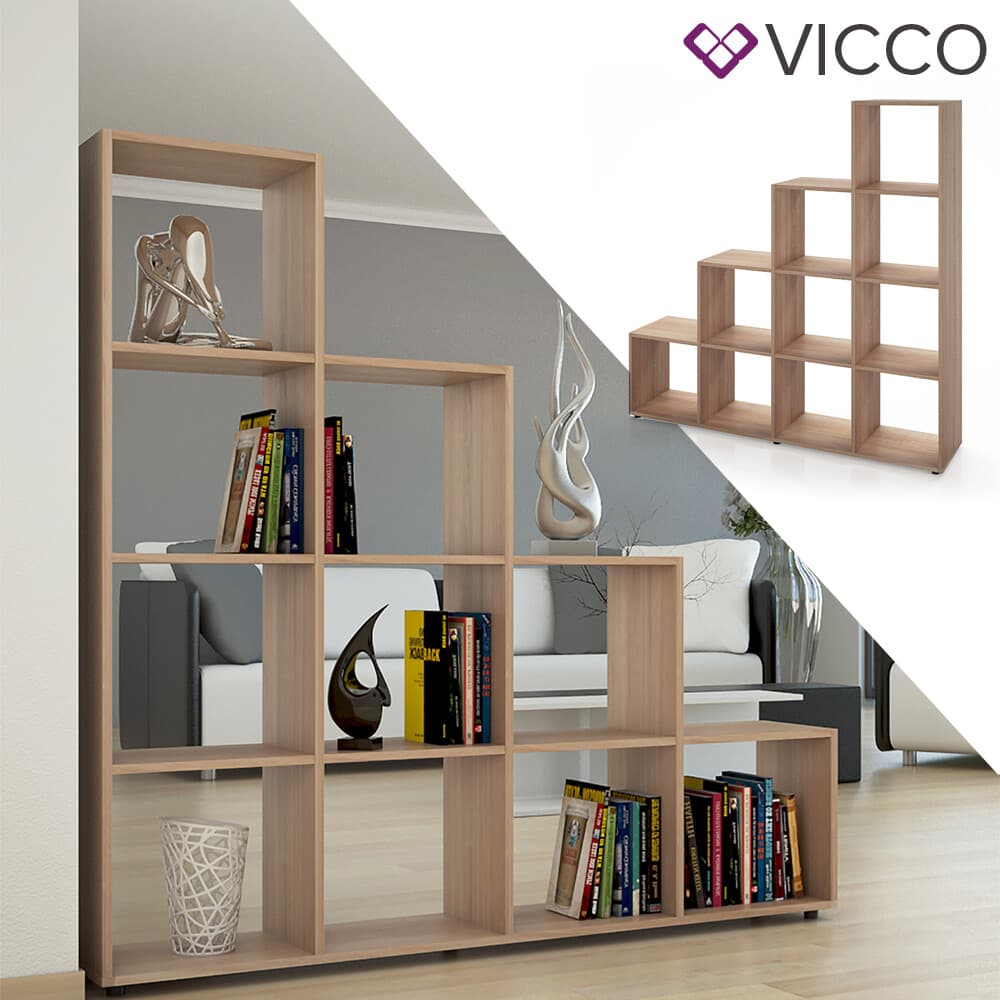 Étagère d'escalier diviseur de pièce 10 compartiments Chêne Sonoma Vicco
