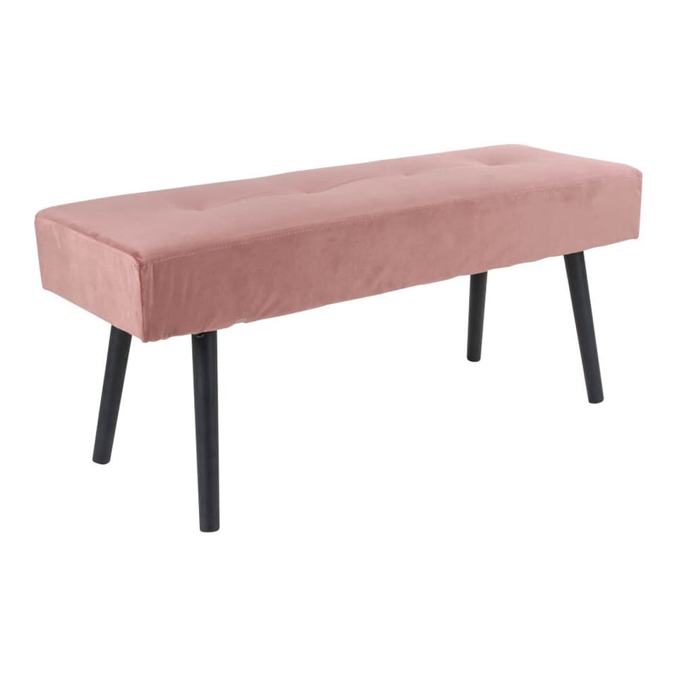 House Nordic Banque Skiby Rose Velours 100 CM Rembourrage Salon Banc Velours