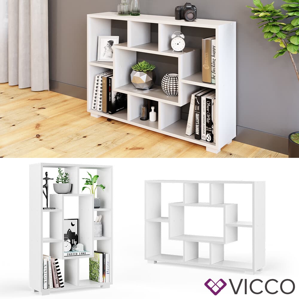 Séparateur de pièce Vicco Domus, compartiments ouverts, blanc, bibliothèque