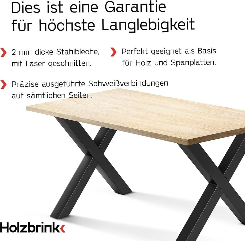 HOLZBRINK Piètement De Table En X Métal Laqué Par Poudre Avec Patins