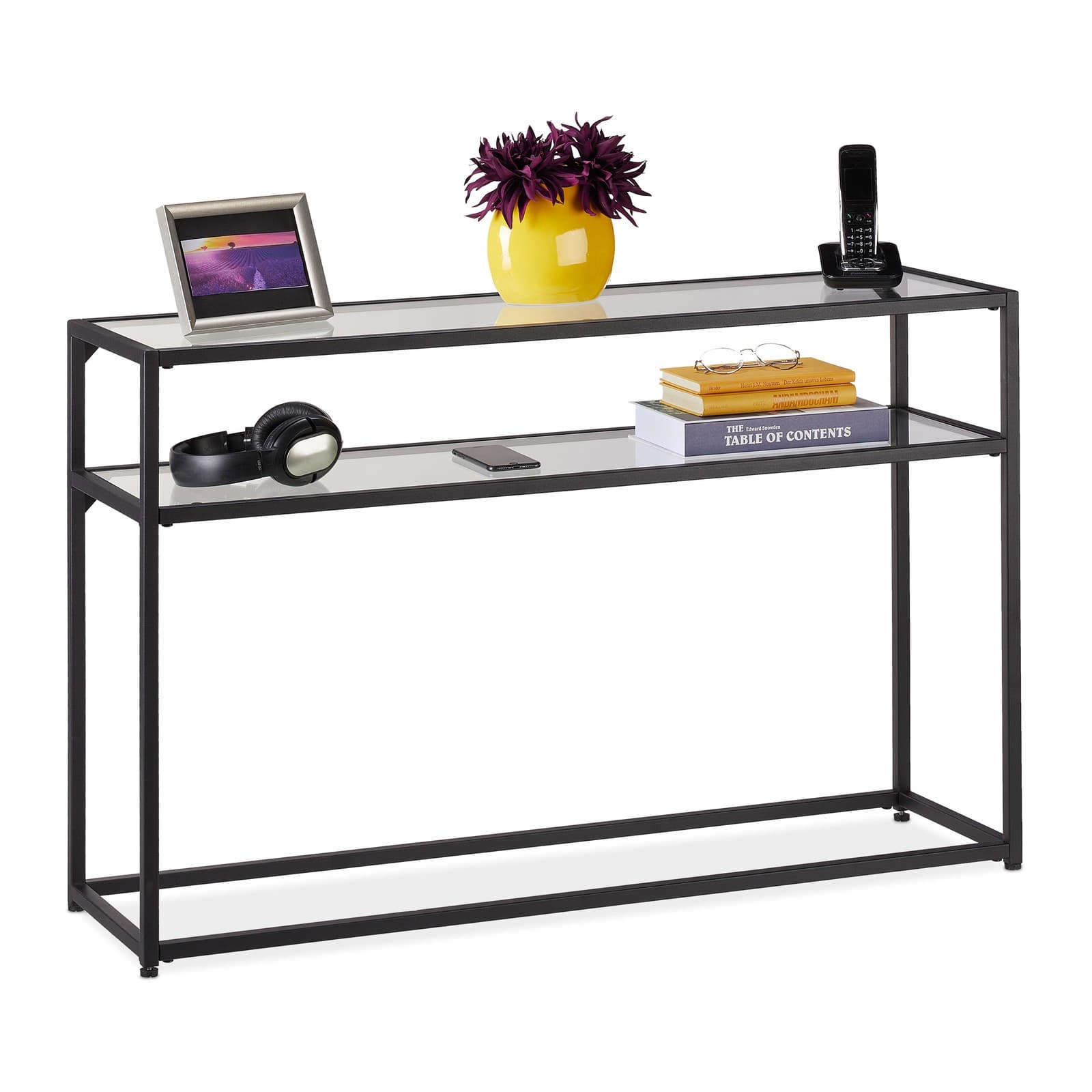 Table de console Verre Métal Console Table d’appoint Table d’entrée Couloir