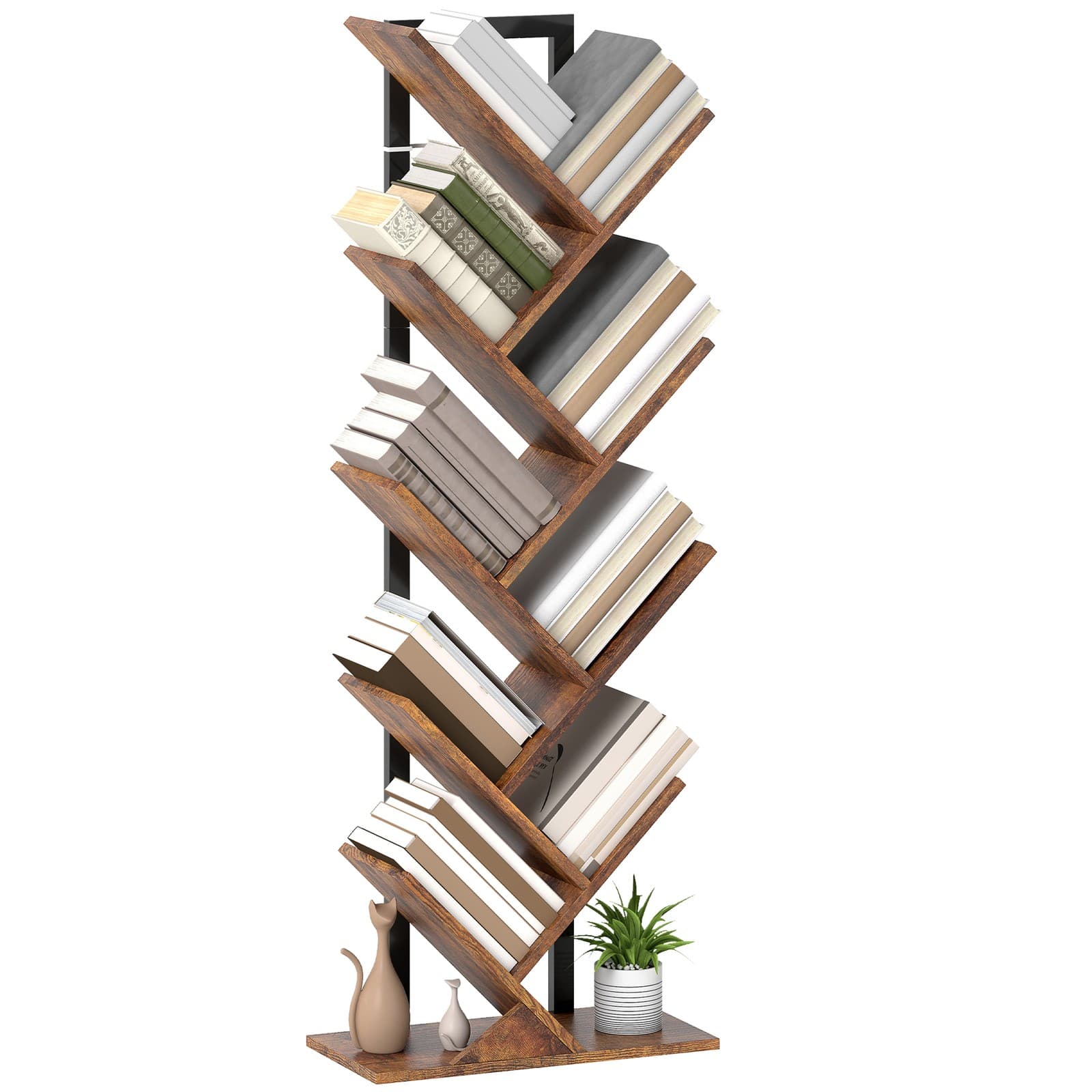 HOMCOM Bibliothèque 50x24x136cm Brun Rustique