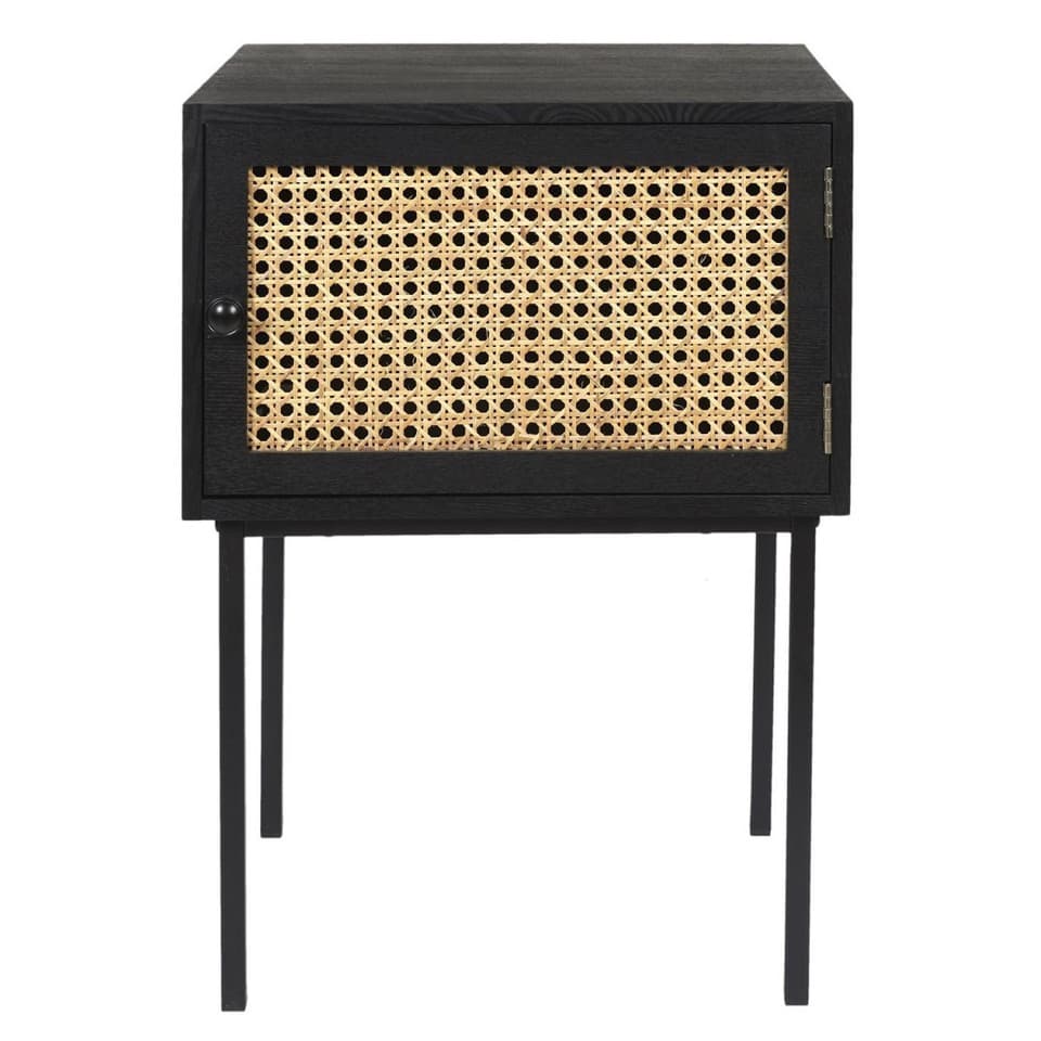 Table de Chevet en Bois 1 Porte "Bessie" 55cm Noir