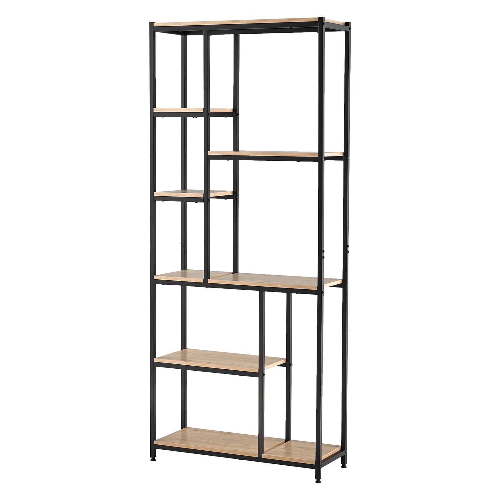 Étagère de Rangement Noire et Bois  Étagère Murale Industrielle avec 5 Étagères