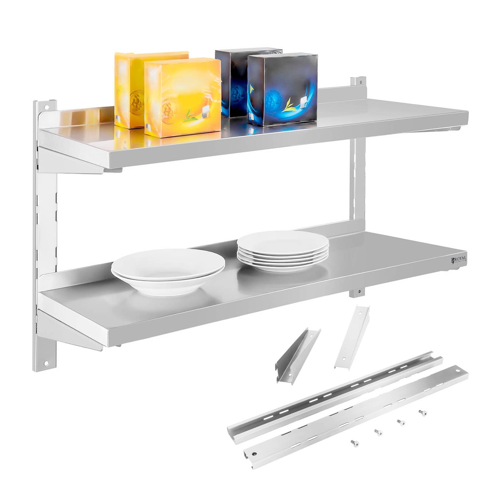 Étagère murale double réglable en acier, 80 cm