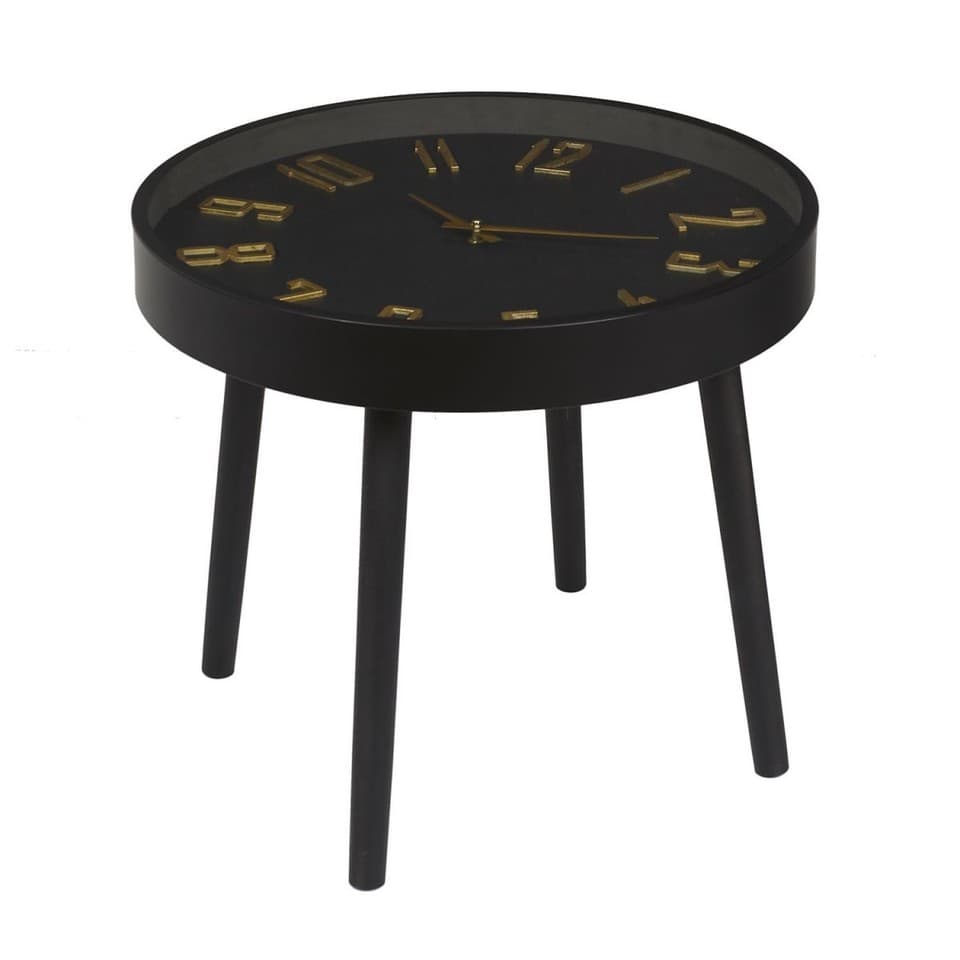 Table d'Appoint Horloge "Lounge" 50cm Noir