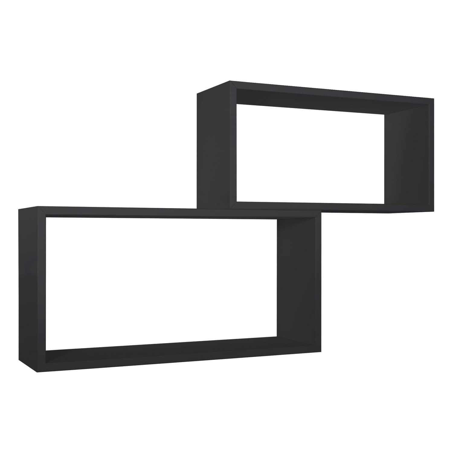 ÉTAGÈRES À MUR RECTANGULAIRES LOT DE 2 PC NOIR MOD. BISLUNGO