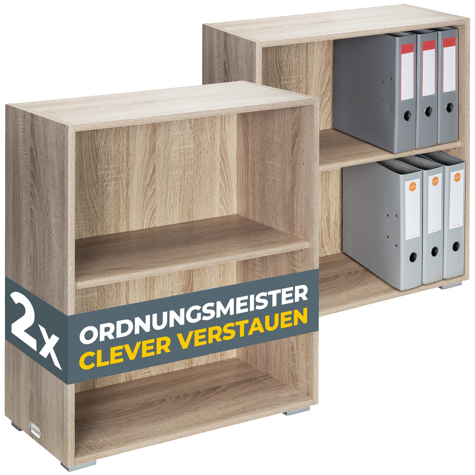 2x Étagères bibliothèque 77x60x28 cm Meuble de rangement VELA 2 compartiments