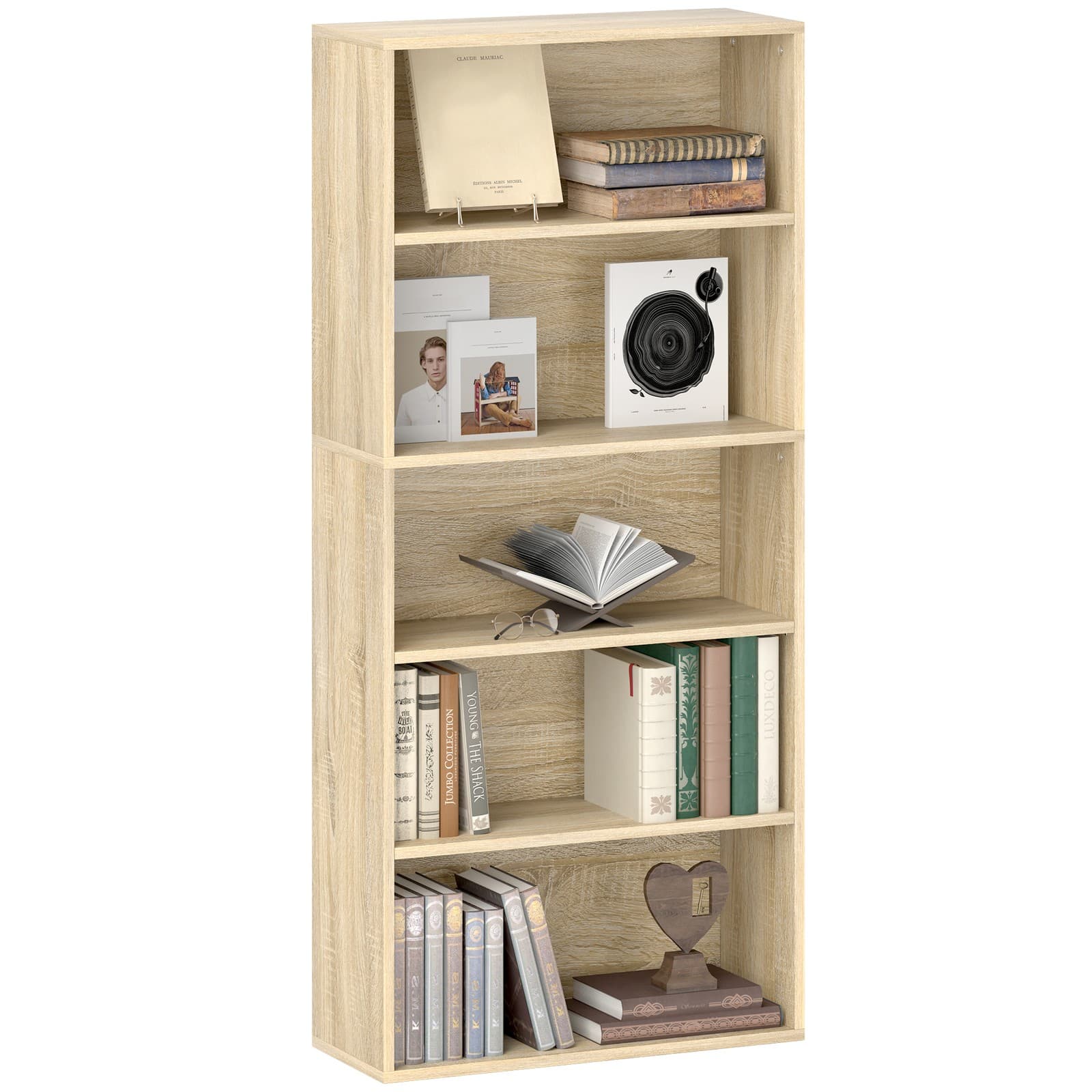 HOMCOM Bibliothèque 60x24x133.5cm Bois naturel