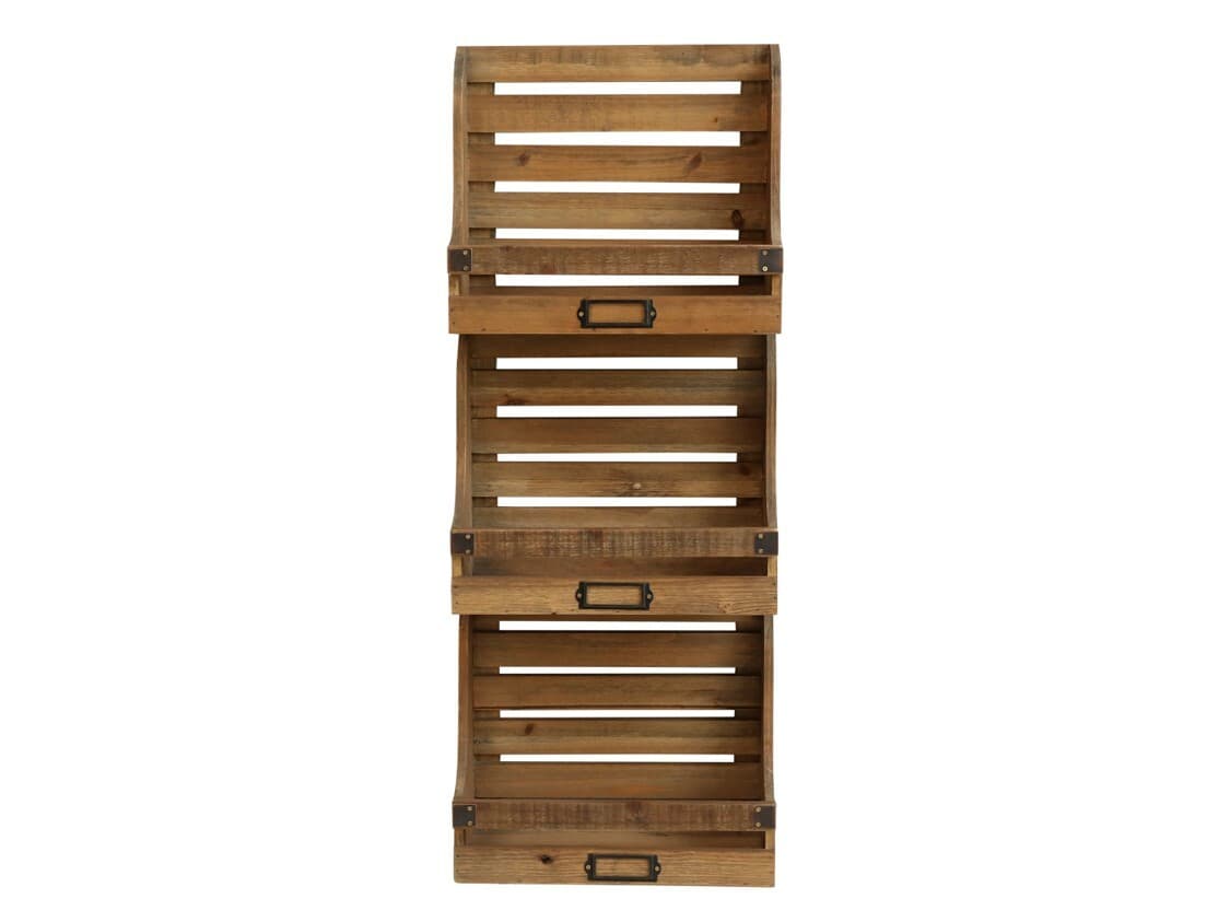 Chic Antique Étagère Porte-Revues Bois 3 Éventails 35x90 Murale