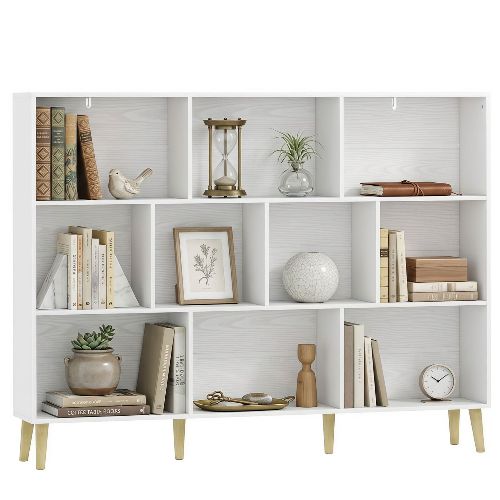 HOMCOM Bibliothèque 140 x 24 x 107 cm Effet bois blanc
