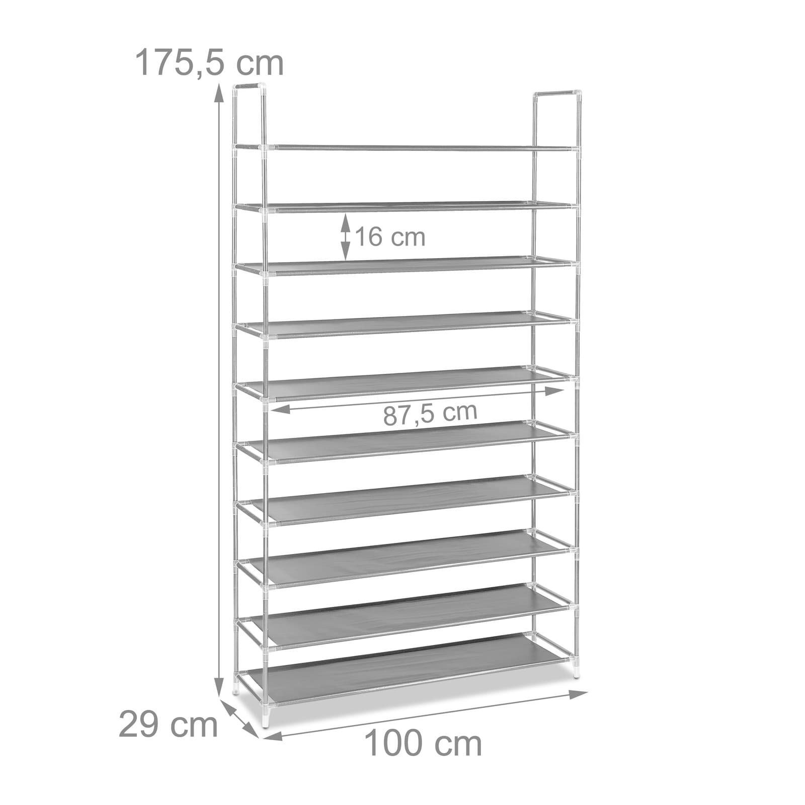 Etagere chaussure meuble à chaussures 10 étagères gris étagère à chaussures