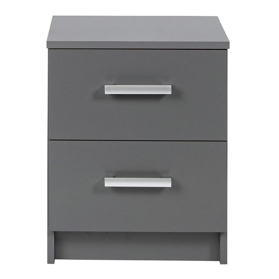Table de Chevet 2 Tiroirs Design "Azio" 51cm Gris
