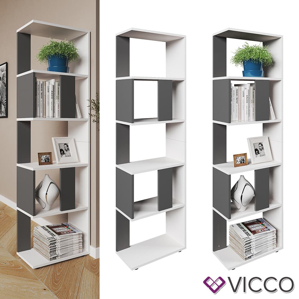 Étagère de bureau bibliothèque séparateur de pièce blanc anthracite Vicco