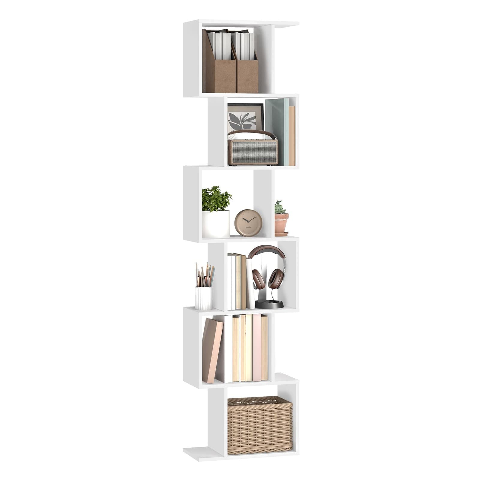 Bibliothèque, Étagère à 6 Niveaux, 24 x 40 x 191 cm, Meuble de Rangement