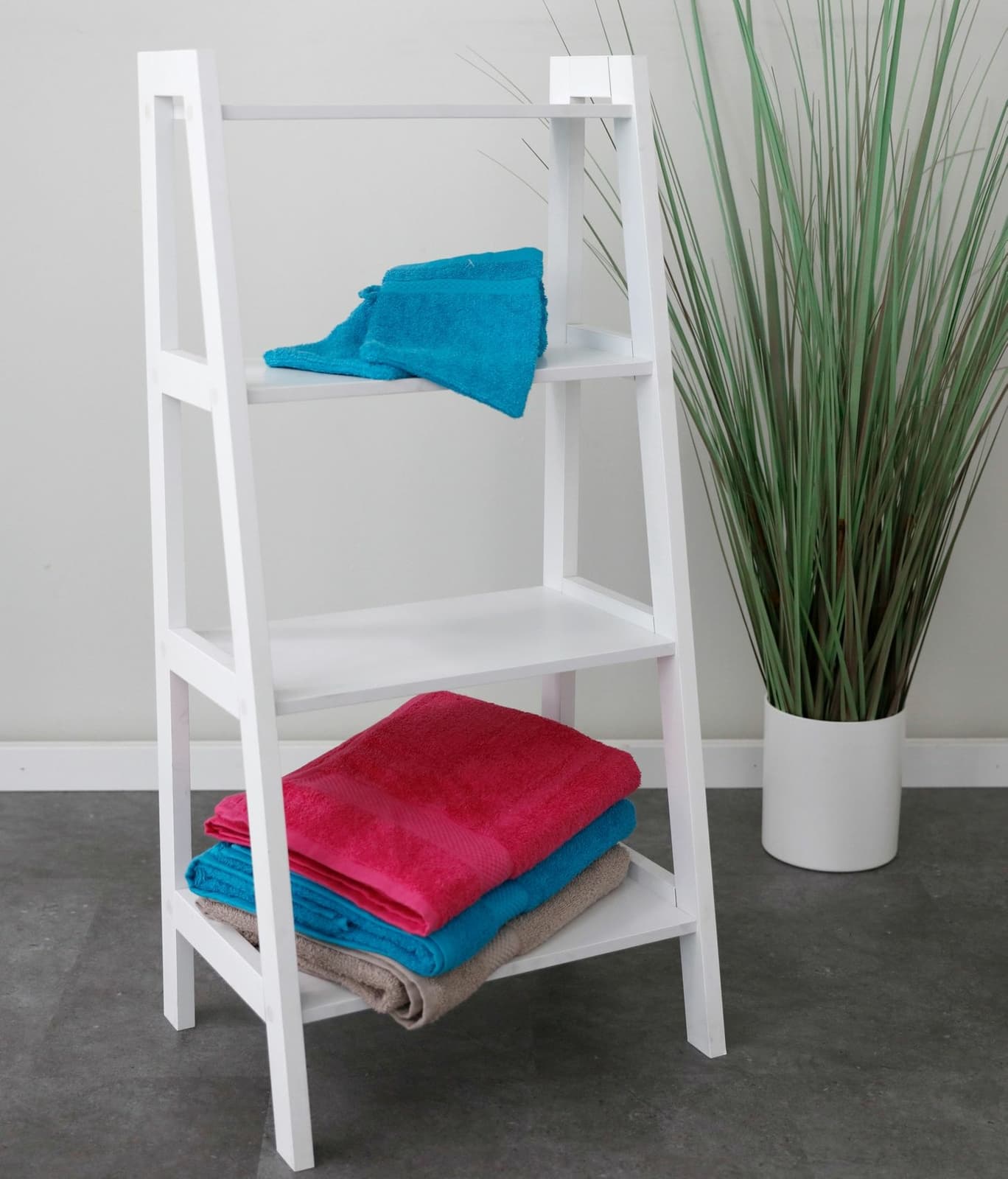 Étagère Échelle Blanc Handtuchregal Salle de Bains Escaliers Fleurs Jardinières