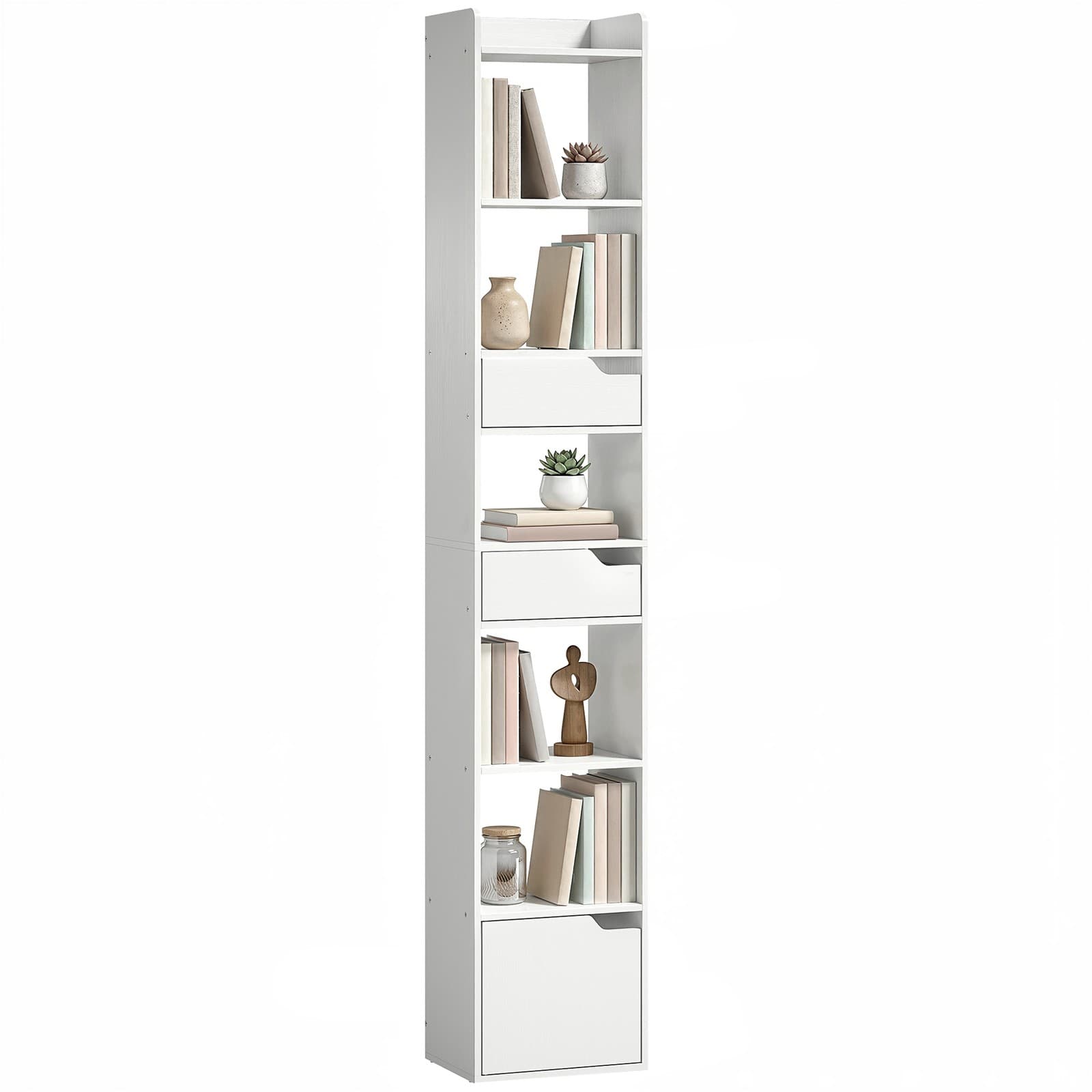 HOMCOM Bibliothèque 32 x 24 x 181,5 cm Effet Bois Blanc