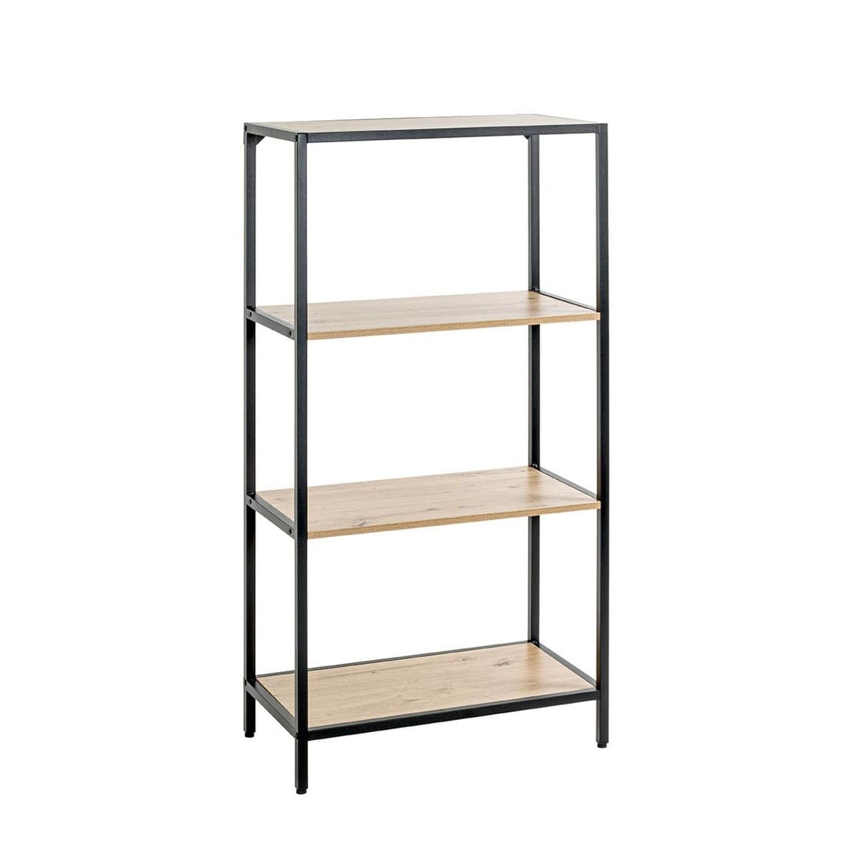 Étagère Bibliothèque 4 Niveaux "Miranda" 129cm Chêne & Noir