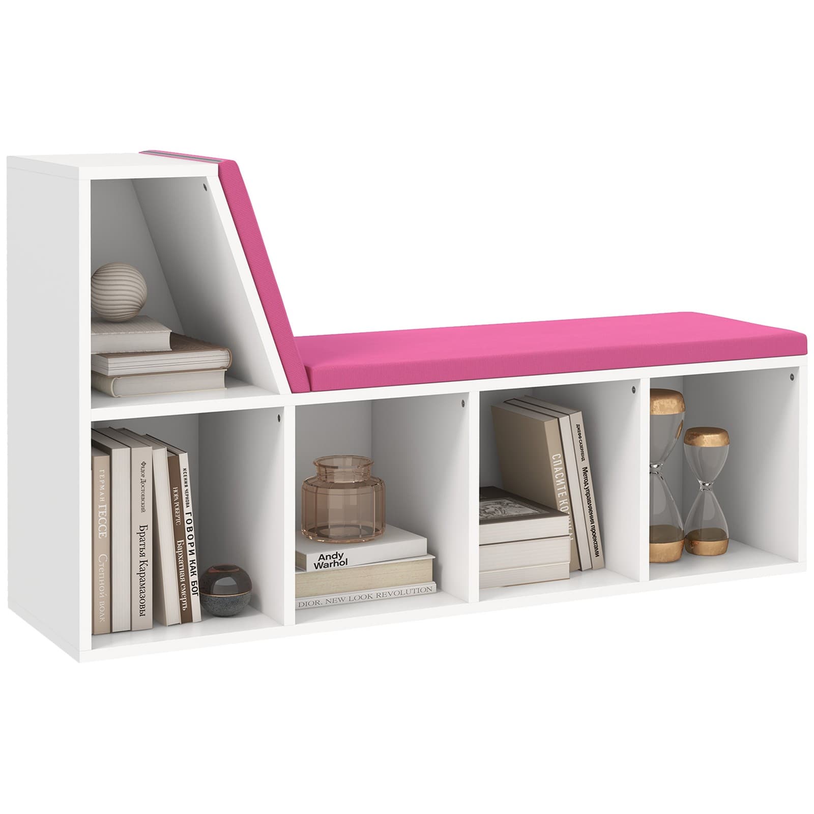 HOMCOM Bibliothèque 108x30x60cm Rose