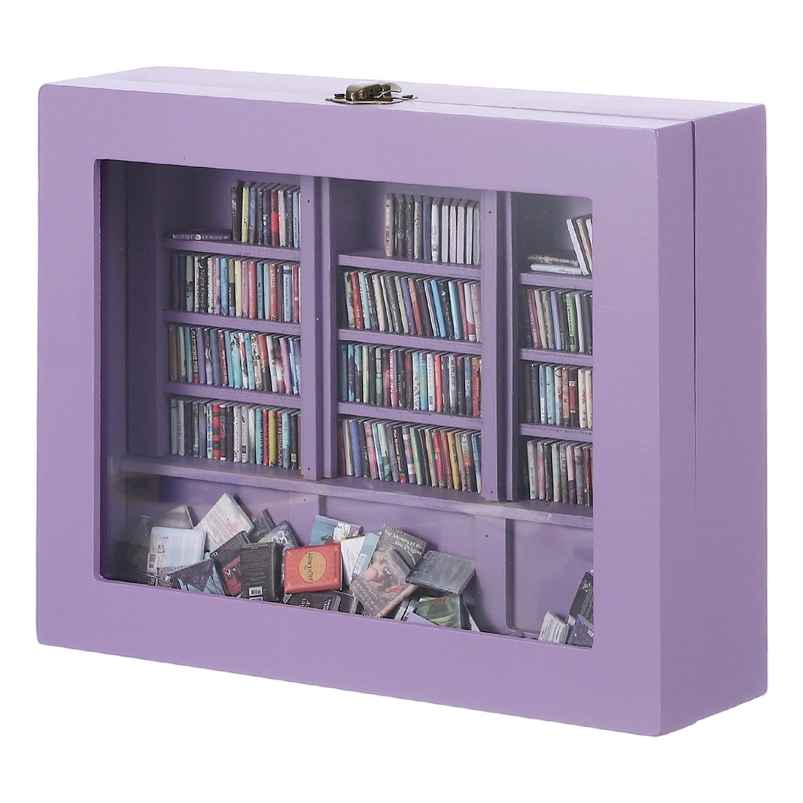 Étagère miniature en bois pour livres miniatures, violette