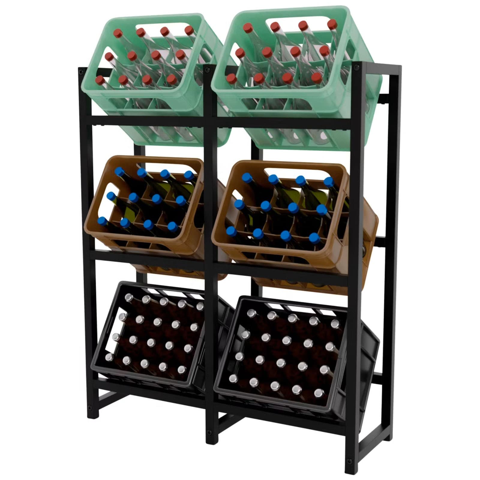 Étagère pour Caisses Métal 6 de Boissons – 91x31x116 CM – Stable Moderne