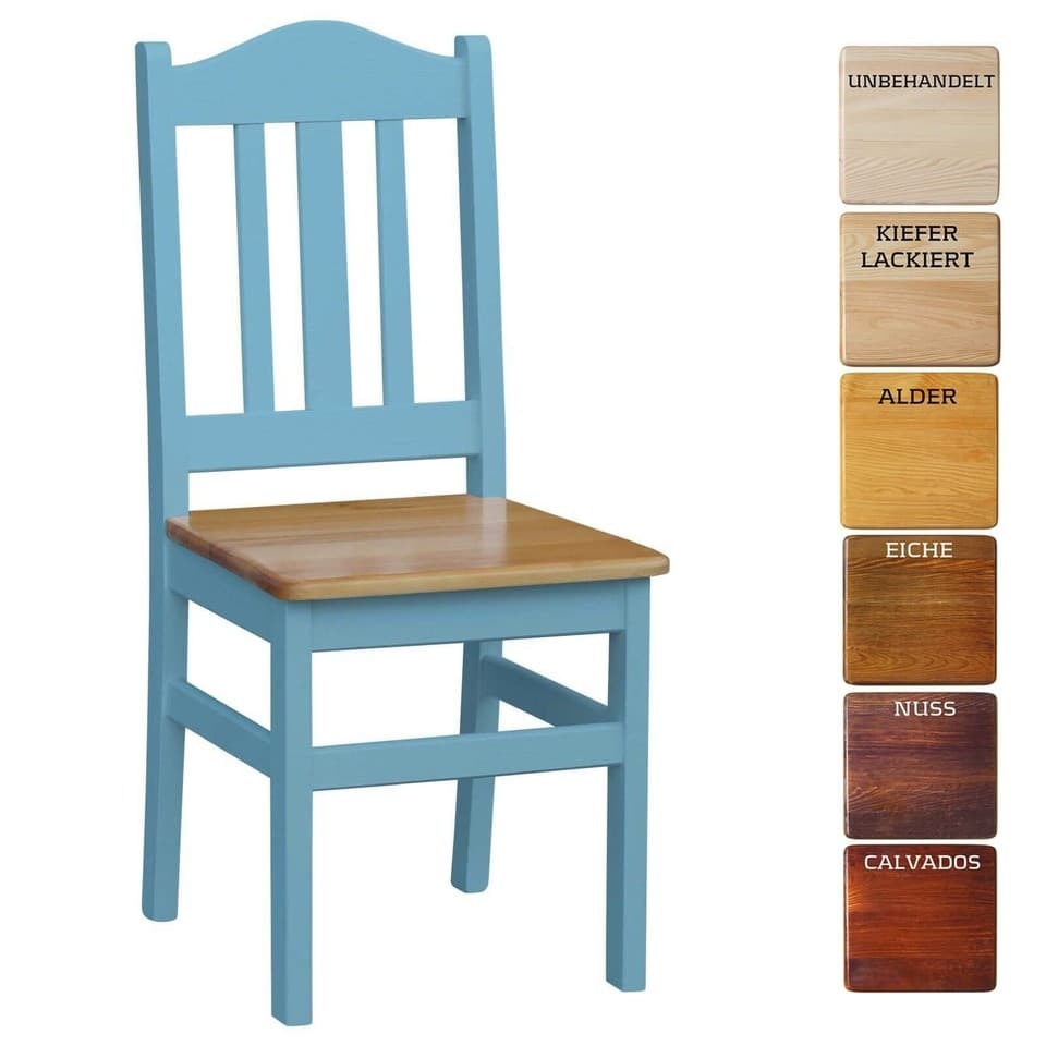 Chaise bleue BOIS DE PIN MASSIF - NEUVE blanc miel style campagnard BOIS MASSIF