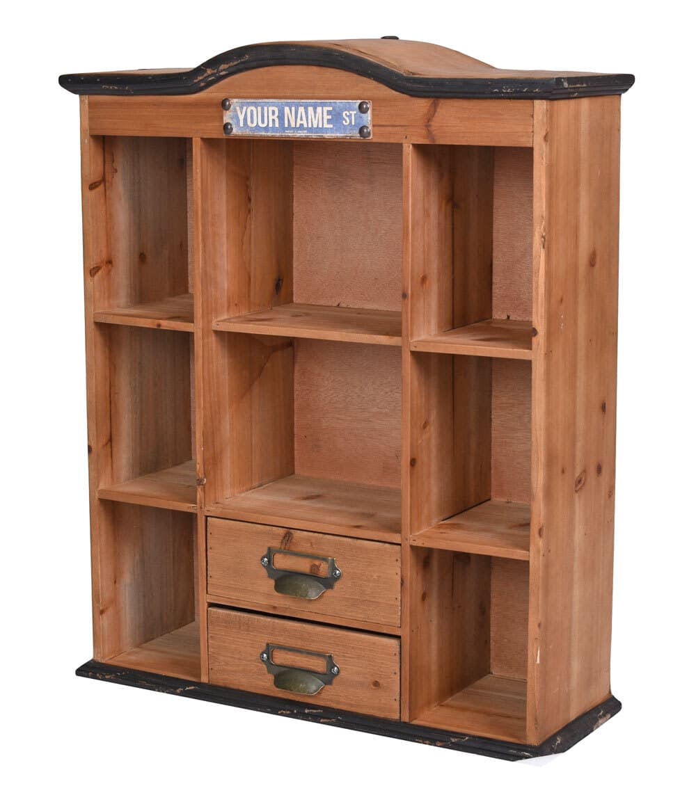 Étagère Murale En Bois – Armoire "Villa Luise" Avec 8 Compartiments & 2 Tiroirs