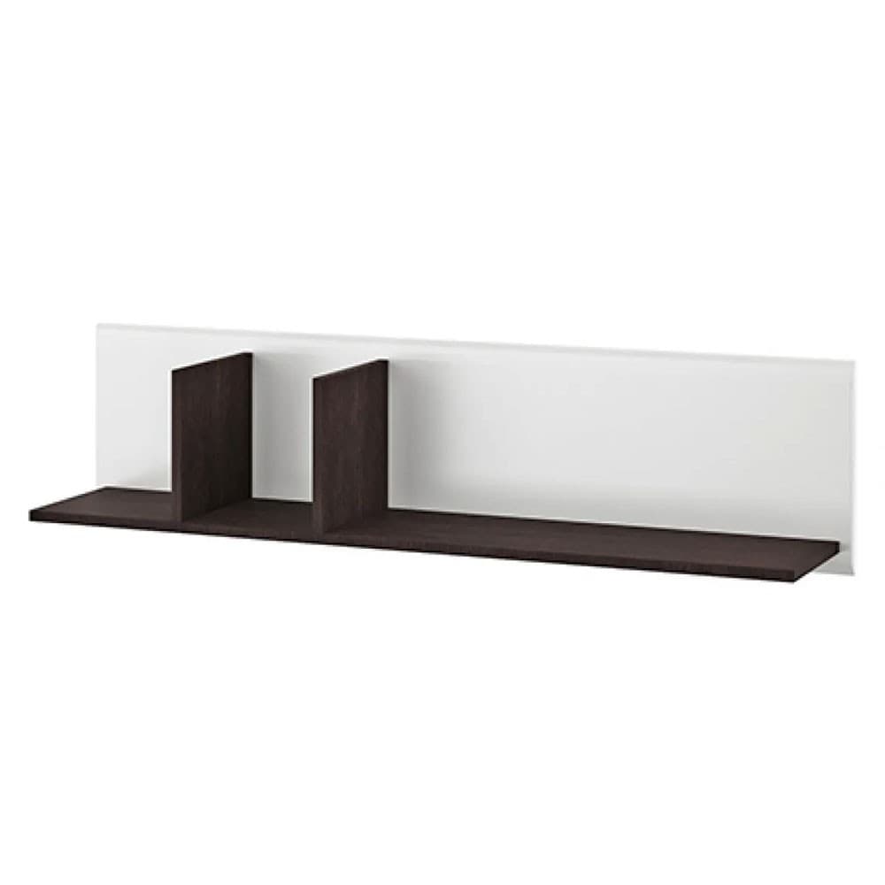 Étagère murale Tiffany, 120x21x29cm, Blanc Haute Brillance / Wenge, 3 étagères