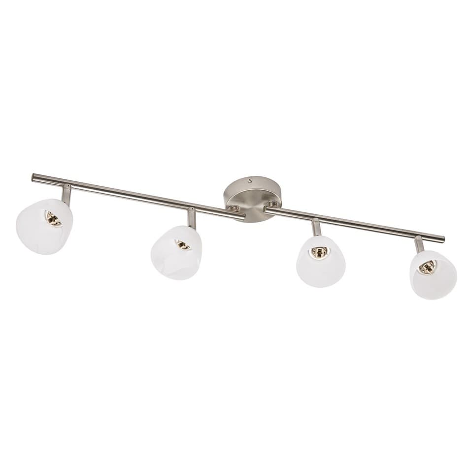 Luminaire apparent  Spot Cup 4xG9 nickel brossé, spot verre albâtre orientable,