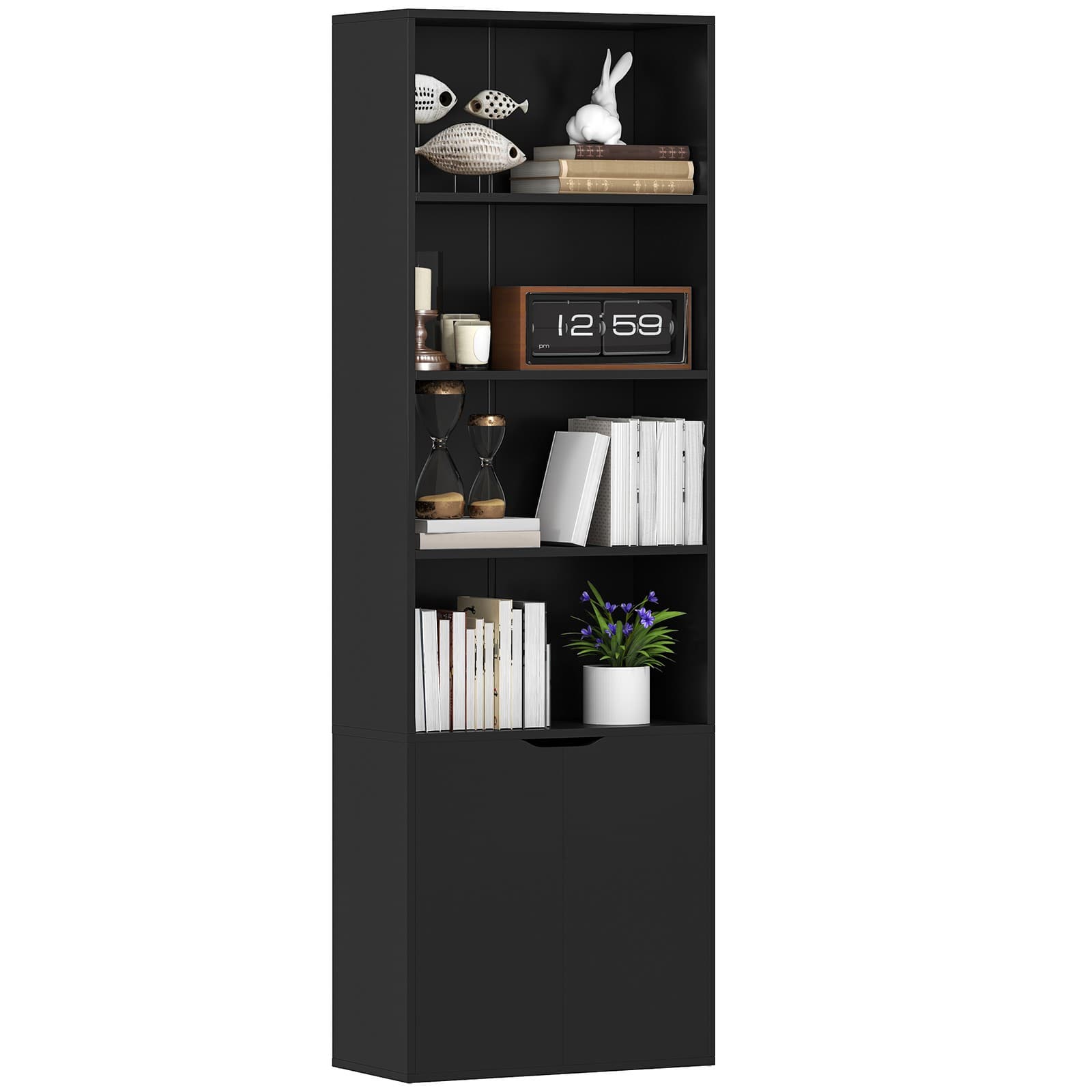 HOMCOM Bibliothèque 59x29x180cm Noir