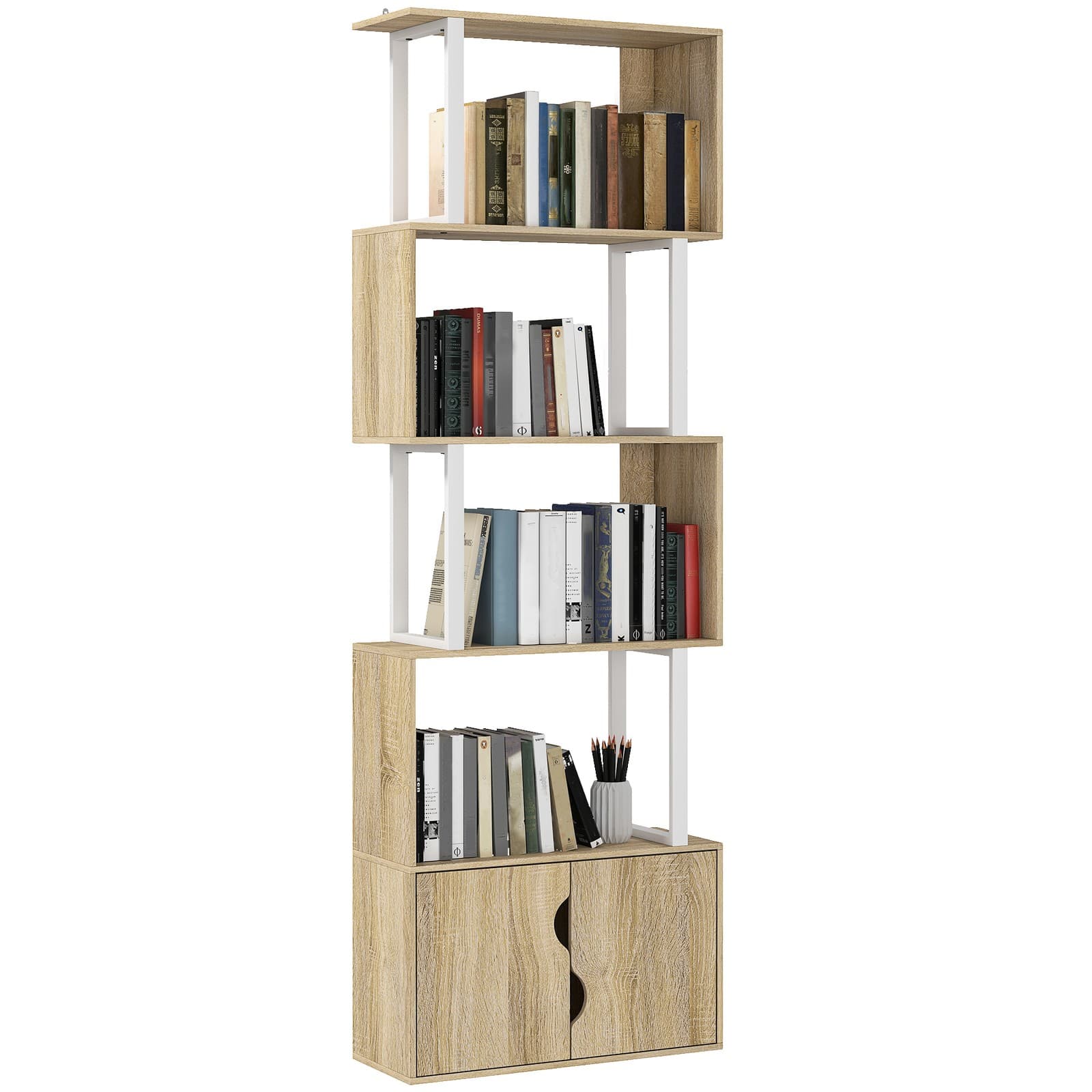 HOMCOM Bibliothèque 60x23.8x179.2cm Bois naturel