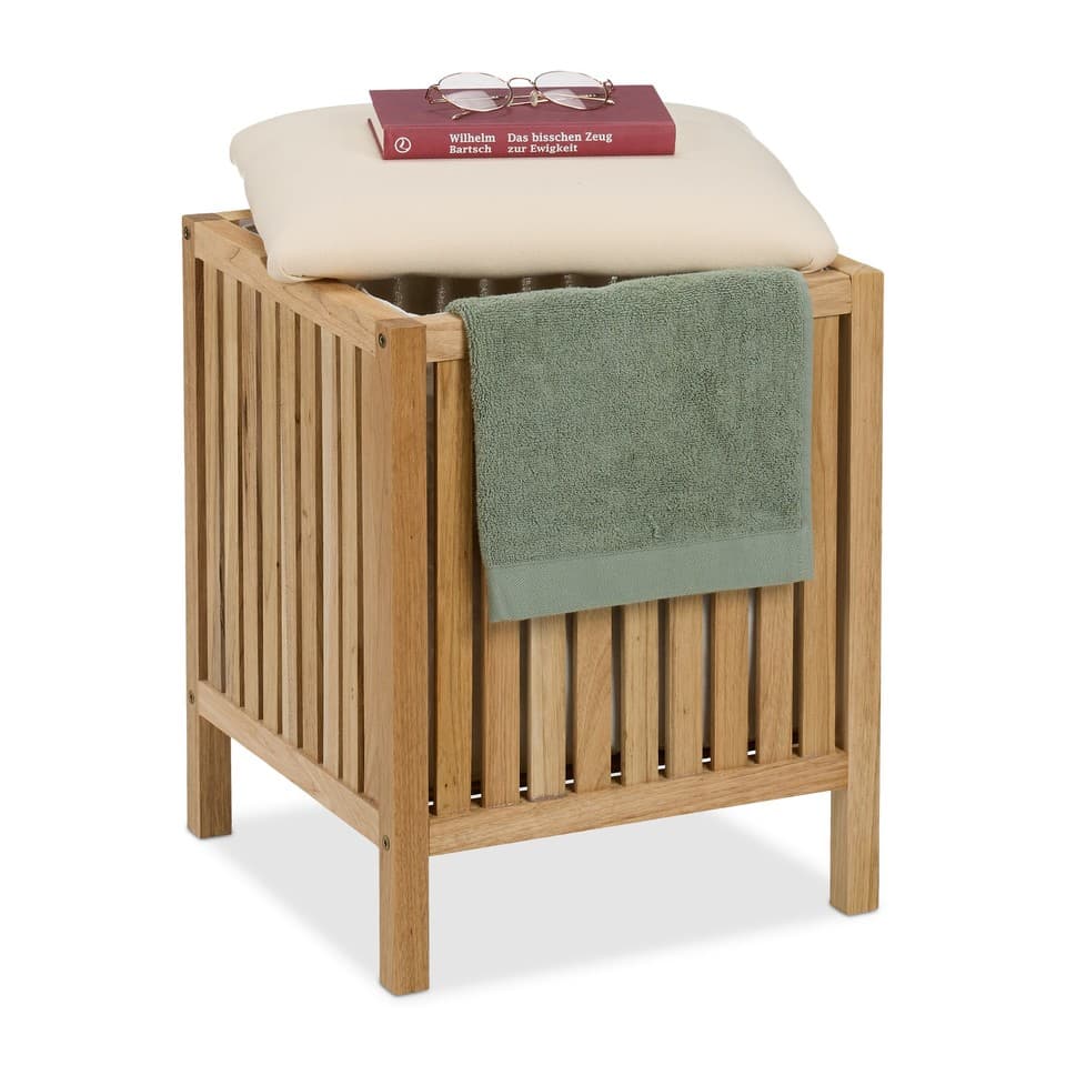 Tabouret rangement Panier linge siège Corbeille linge Coffre linge