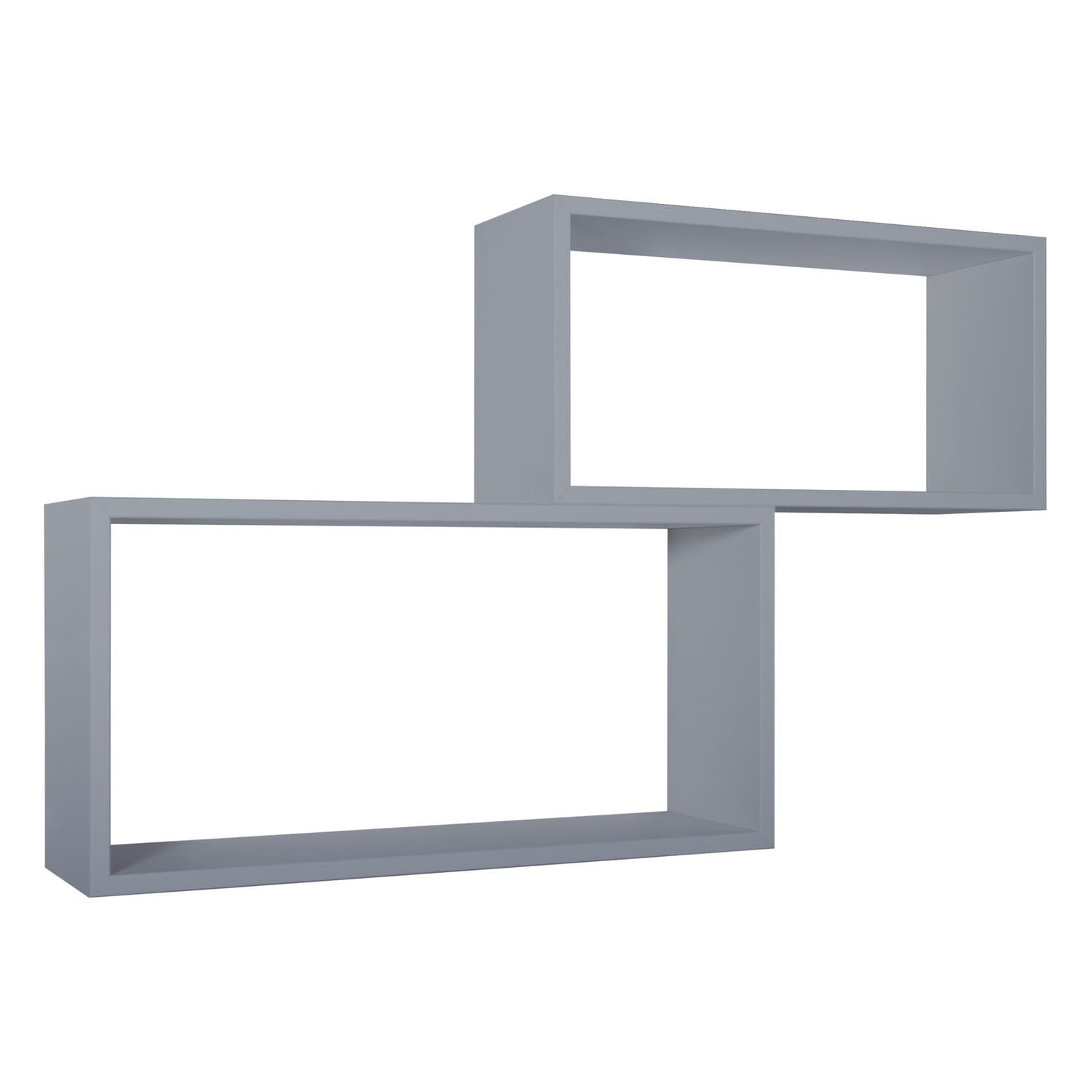 ÉTAGÈRES À MUR RECTANGULAIRES LOT DE 2 PC GRIS MOD. BISLUNGO