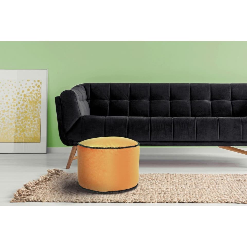 Pouf Rond en Velours "Taj Mahal" 47cm Bronze