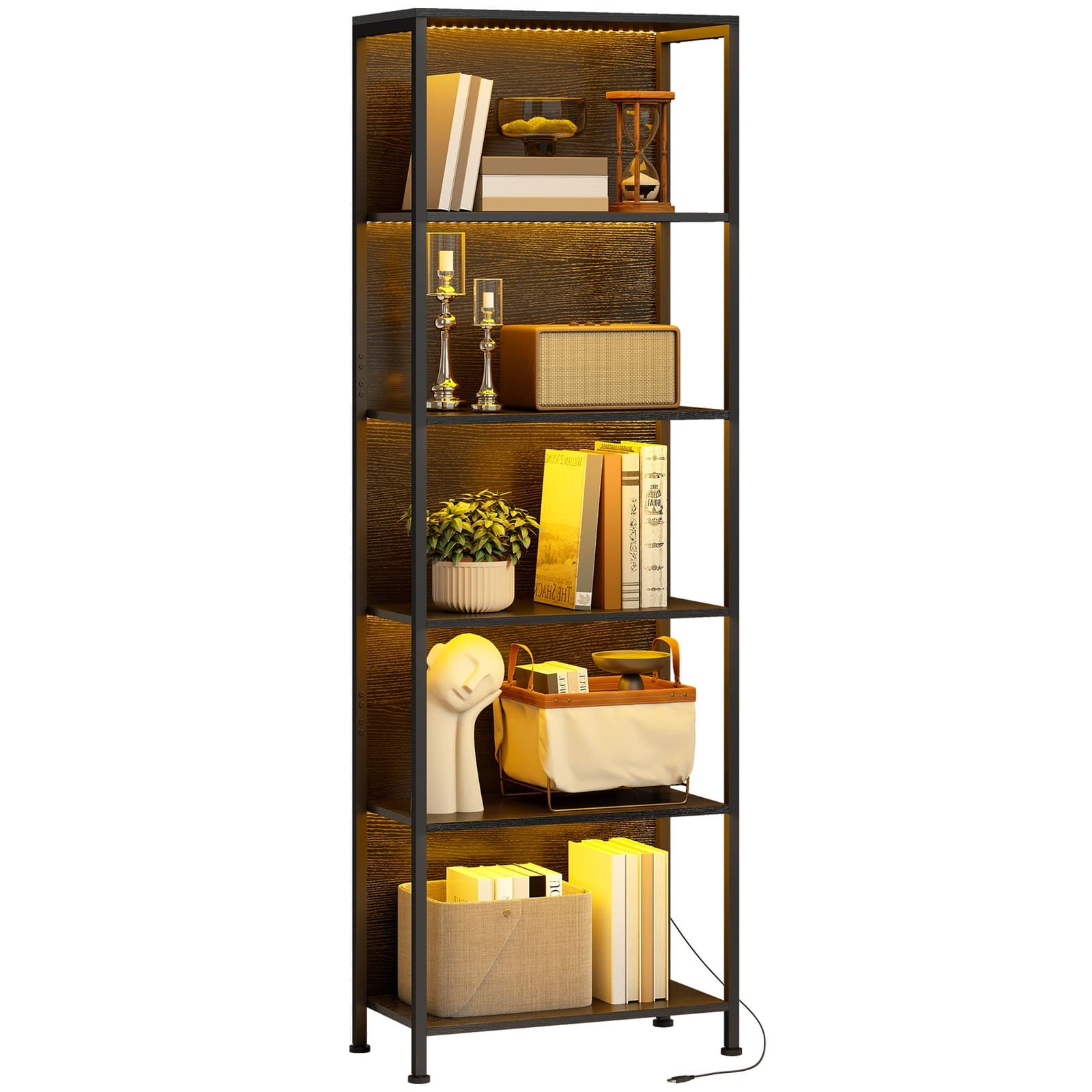 HOMCOM Bibliothèque 60x30x179cm Noir