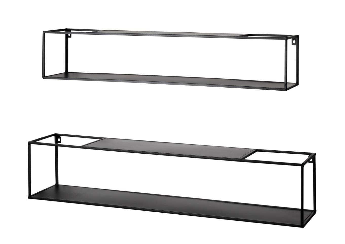 Lot de 2 étagères murales Noir, métal  Dim. L 85/95 cm x H 17/20 cm x P 17/20...