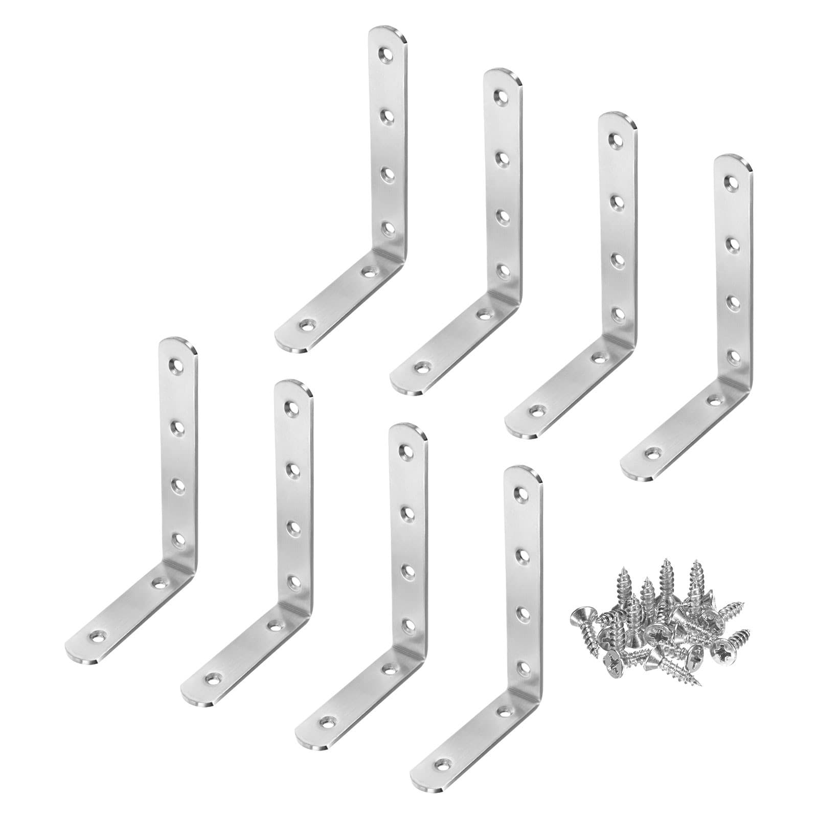 Support d'angle en L 8 pièces, 15x10x2,3 cm [Argenté] pour fixation