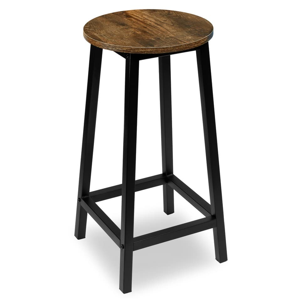 Tabouret industriel rustique Flint, chêne vieilli