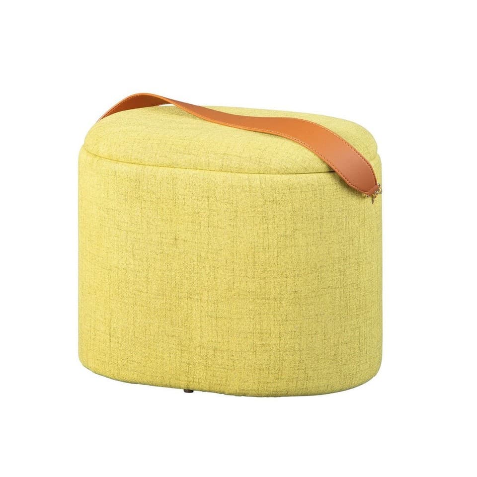Pouf de Rangement à Anse "Dumont" 42cm Jaune