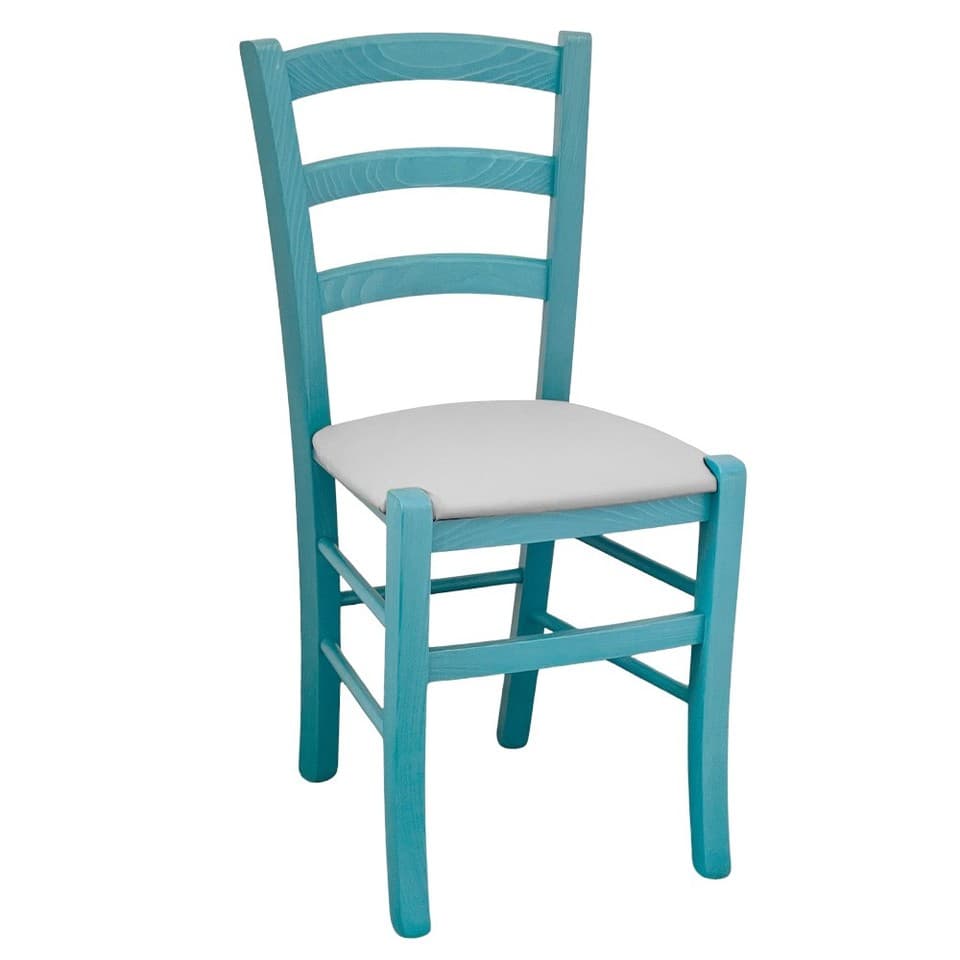 Chaises Salle À Manger Venezia Bois Turquoise Avec Assise Similicuir Gris