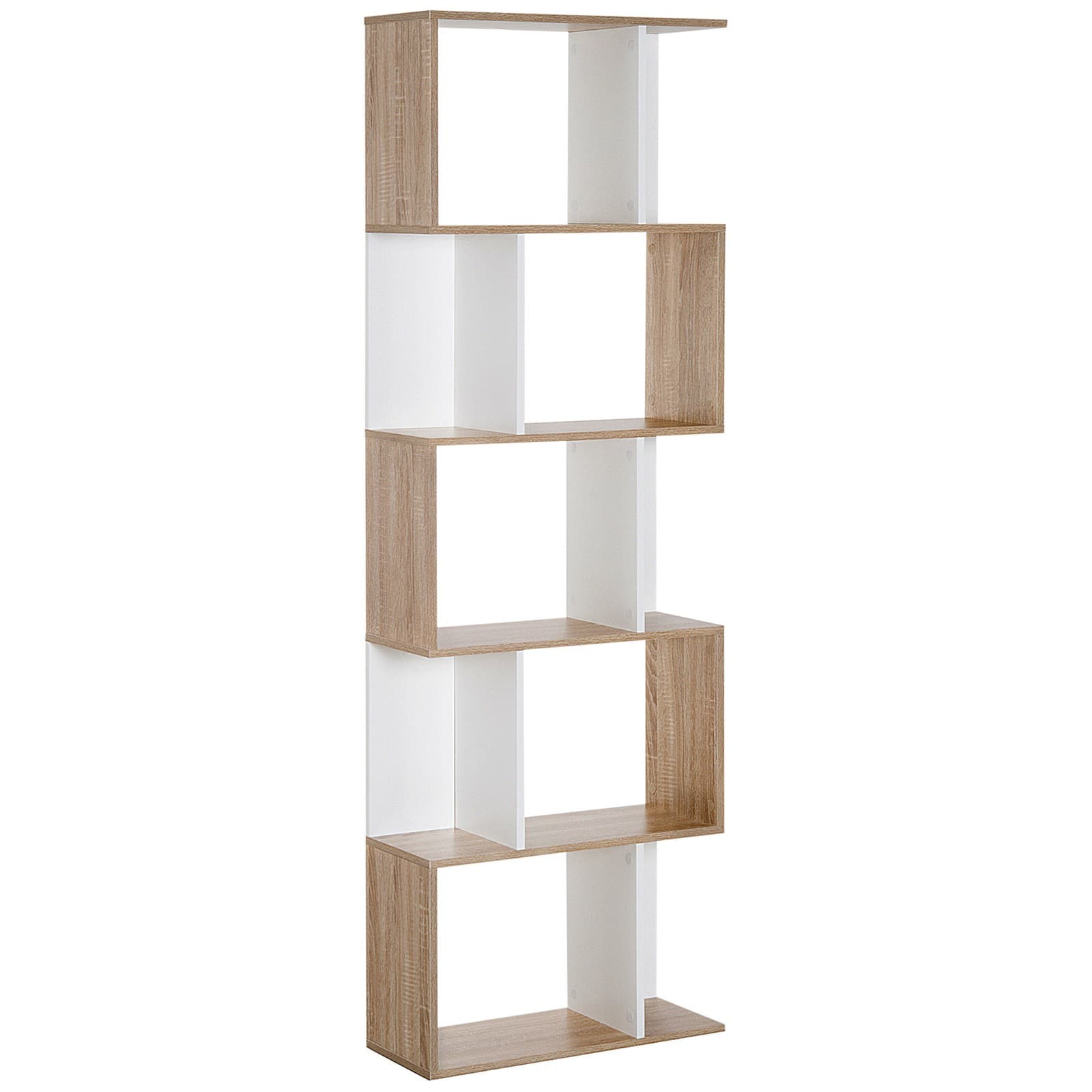 HOMCOM bibliothèque 60x24x185cm bois de chêne, blanc