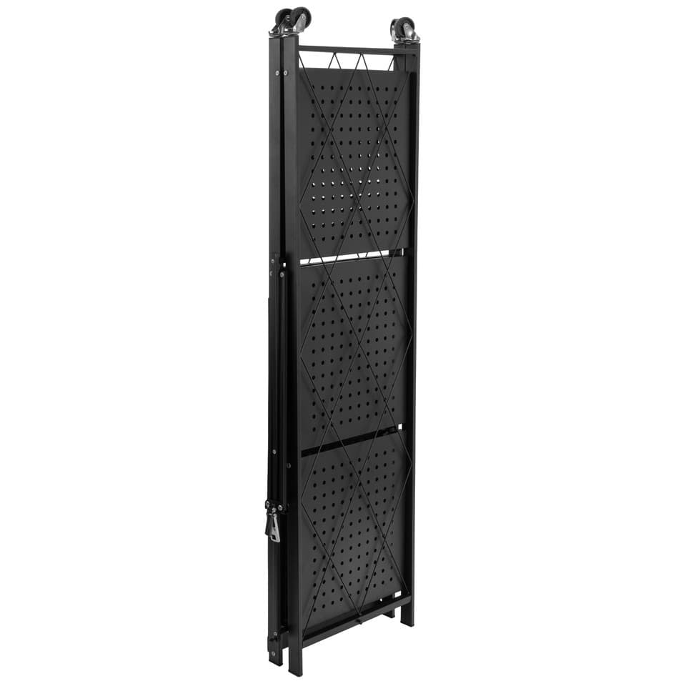 Étagère pliante GESTEL à 4 niveaux, noire, sur roulettes